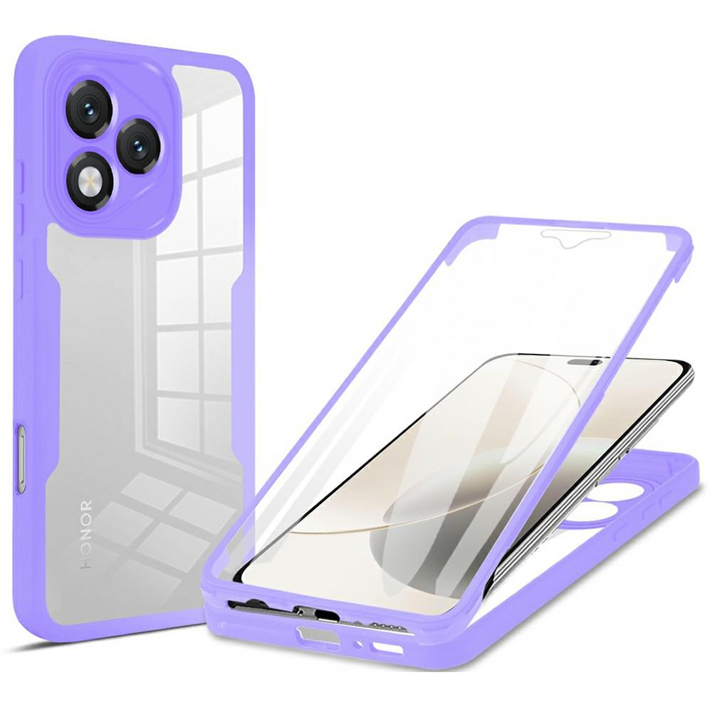 

For Honor 400 Lite 5G Case Acrylic+TPU Clear Phone Cover with PET Screen Film Purple