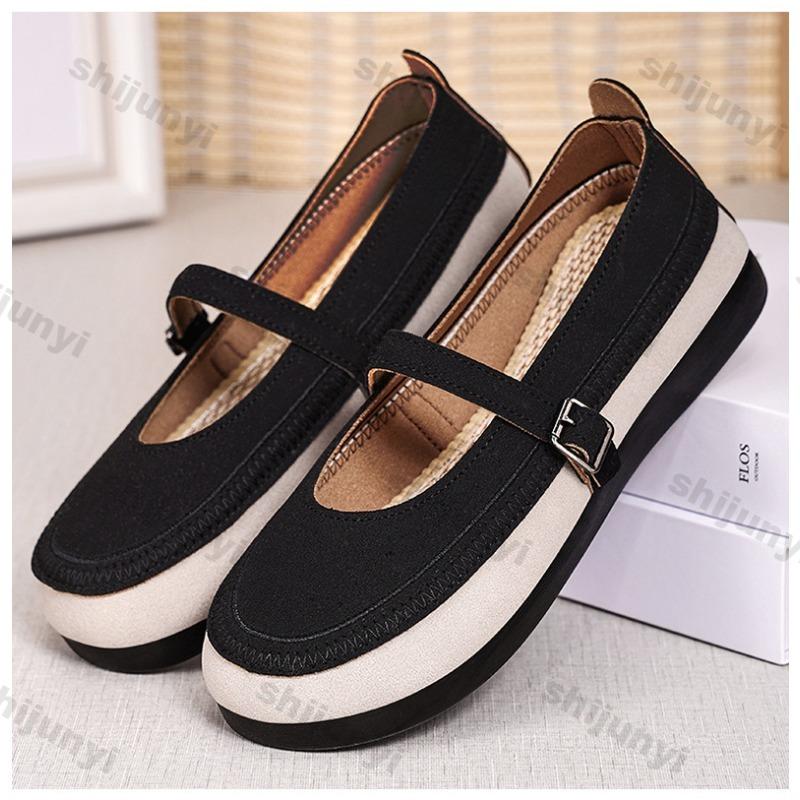 Fashion 2025 Women's Summer Lightweight Breathable Casual Shoes Fashion Buckles Anti Slip Flat Shoes Height Increasing Women Loafers
