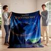 A Glowing Spiral Surrounds a Large Creature On a Cliff Under a Starry Sky. for All Seasons Blanket Lunch Break Throw Gift