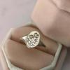 3 Colors Trendy Simple Flower Leaves Plants Geometric Oval Ring for Women Female Party Wedding Engagement Jewelry