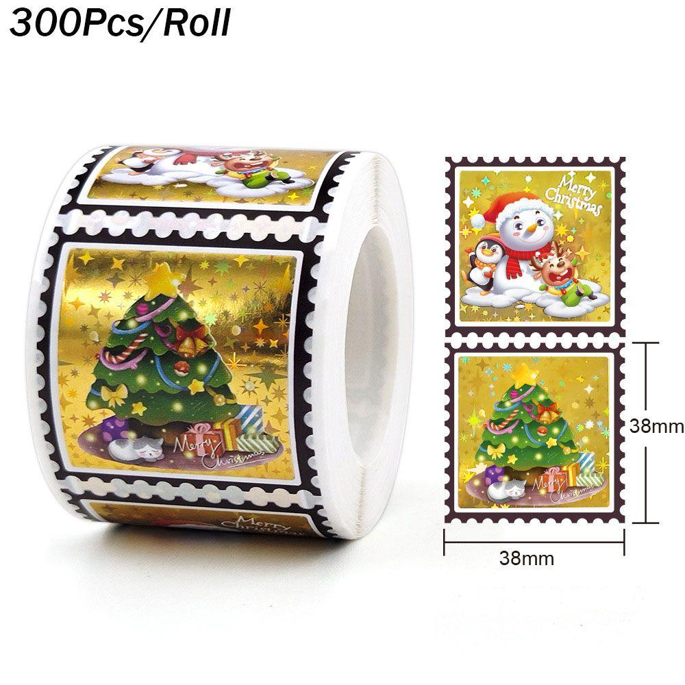 Christmas Tree Adhesive Labels Merry Christmas Stickers Bronzing Stickers Cards Present Decor