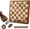 Magnetic Wooden Chess Set with 2 Extra Queens, 15'' Folding Travel Chessboard, Storage Slots, for Adults & Kids Ages 6+, DUR-001