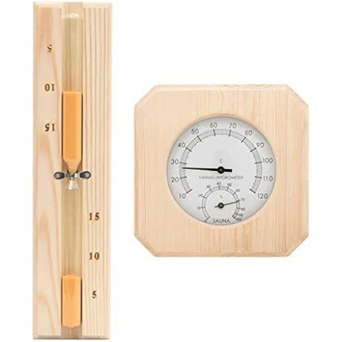 Hygrothermographe et Sablier - VIDAXL - 2 en 1 - Bois de pin massif - Résistant à la chaleur - Précision