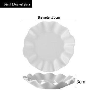 LISMins Nordic Style Ceramic Wavy Lotus Leaf Salad Plates