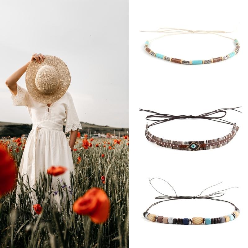 Unisex Hat Belts Stone for Travel Photography Props Handmade Belt Hat Bands