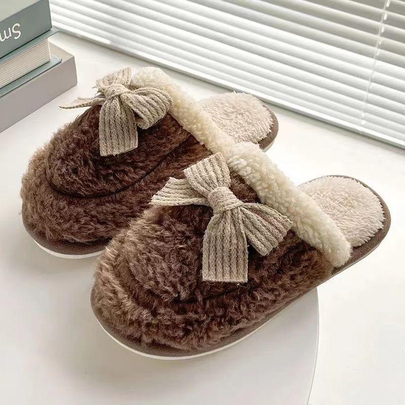 Winter New Fluffy Cotton Slippers Women's Thick-soled Household Couples Thickened Warm Non-slip Soft-soled Cotton Shoes