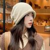 Autumn and winter hats women's cold hats big head circumference versatile knitted thin crimped outdoor stacking hats women's winter