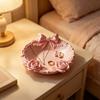 Yousheng 3D Printed Jewelry Tray Small Round Ring Holder Dish with Bow for Women Girls Floral Trinket Bowl Jewelry Organizer for Vanity Dresser Decor