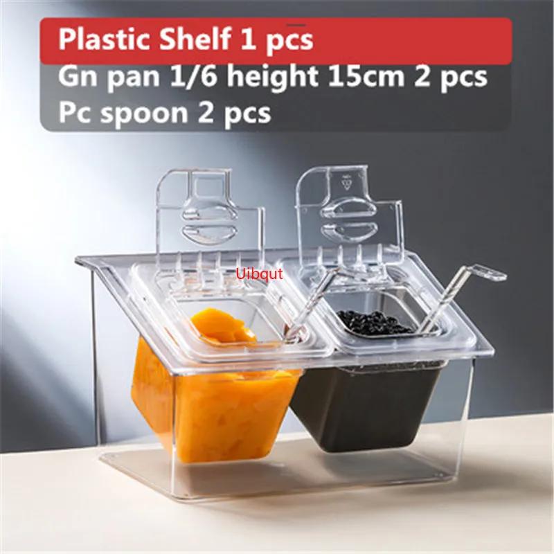 square plastic acrylic transparent box basin tray with lid jam seasoning box milk tea shop gn tray Storage pan with rack tray