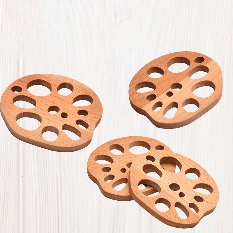 Anvelo A57 Beechwood Lotus Slice Coaster Set