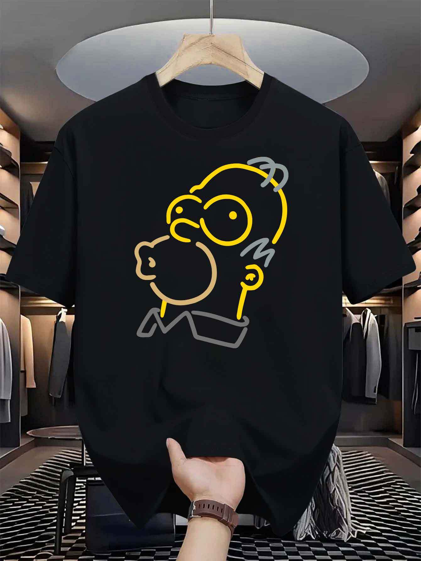Homer Simpson  BartS Classic Unisexs TShirt Print SummerWomen Tee Streetwear Casual Oversize Short Sleeve ONeck S