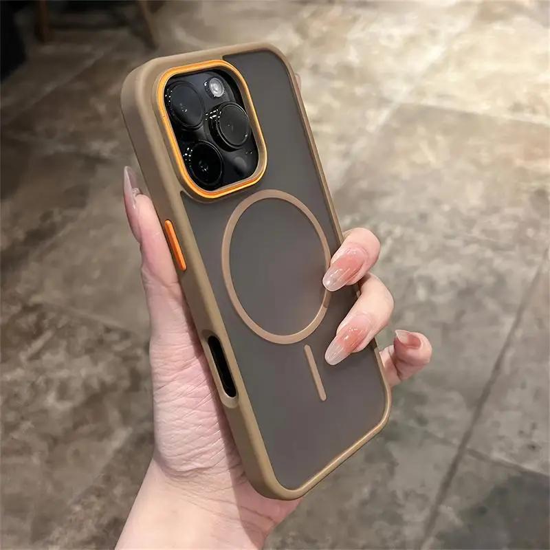 Luxury Matte Translucent Magnetic Case For iPhone 17 16 Pro Max 15 14 13 Pro 12 For Magsafe Wireless Charging Shockproof Cover