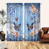 Two Pieces Made Of Polyester Material, Featuring High-Definition Digital Floral And Butterfly Patterns, Light-Filtering Curtains