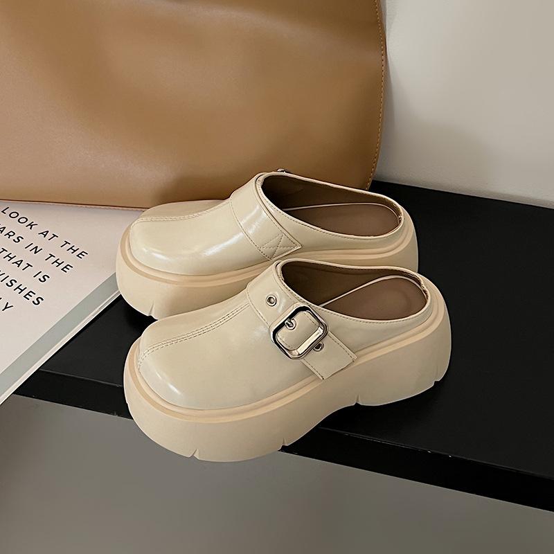 Casual Platform Slippers Sandals Summer New Fashion Round Head Lazy Bag Head Half Slippers