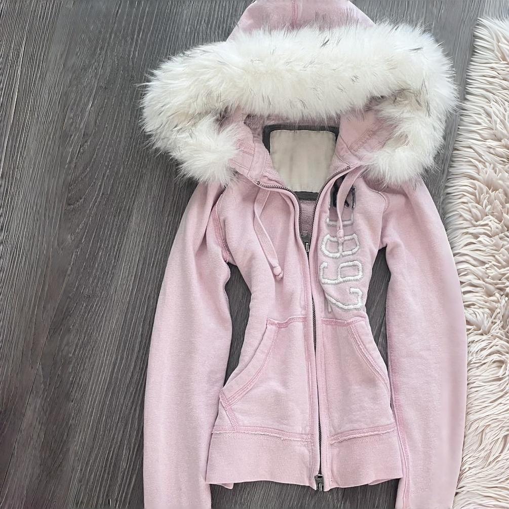 2KWEIRD Women Vintage Hooded Letter Printed Pockets Zipper Furry Patchwork Sexy Y2k Aesthetic Harajuku Coats Female