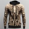 Sudadera con capucha gráfica de calavera para hombre, sudaderas, sudadera, básica diaria, manga larga, con capucha, deportiva, exterior, festiva, marrón claro, marrón, primavera, otoño, diseñador