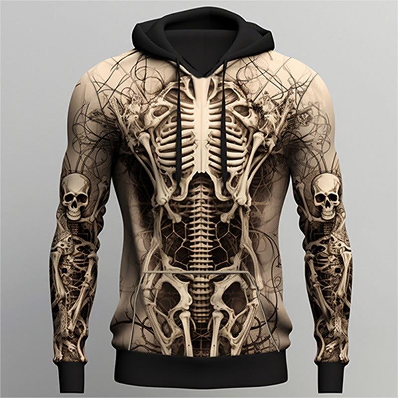 

Skull Men s Graphic Skeleton Hoodie Hoodies Sweatshirt Daily Basic Long Sleeve Hooded Sports Outdoor Holiday Light Brown Brown Spring Fall Designer 5XL