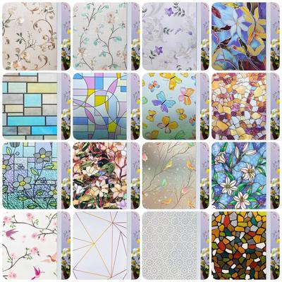 Film vinyle opaque pour fenêtre, motif floral, 2/3 m, protection de la vie privée, autocollants 3D, vitraux, décoration d'intérieur