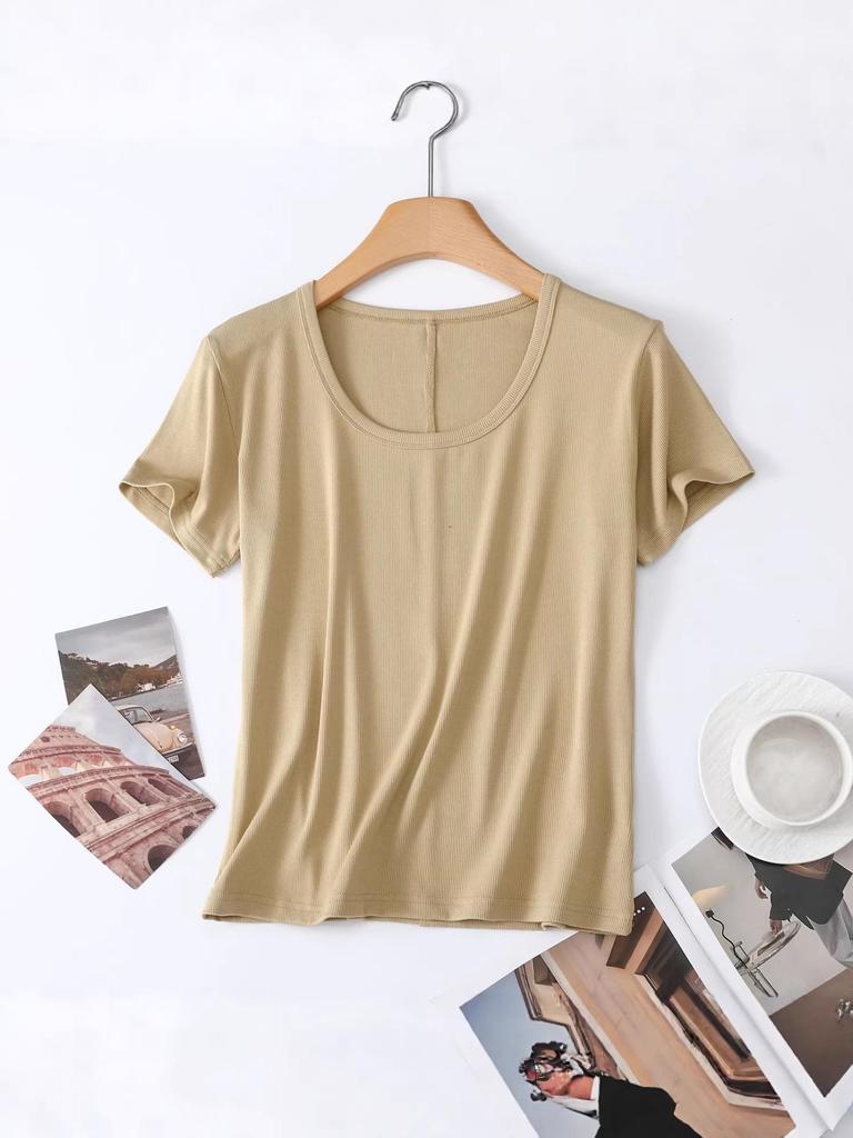 2026 Women’s Slim Fit Lightweight Round Neck Tencel Short Sleeve Ice Silk Top