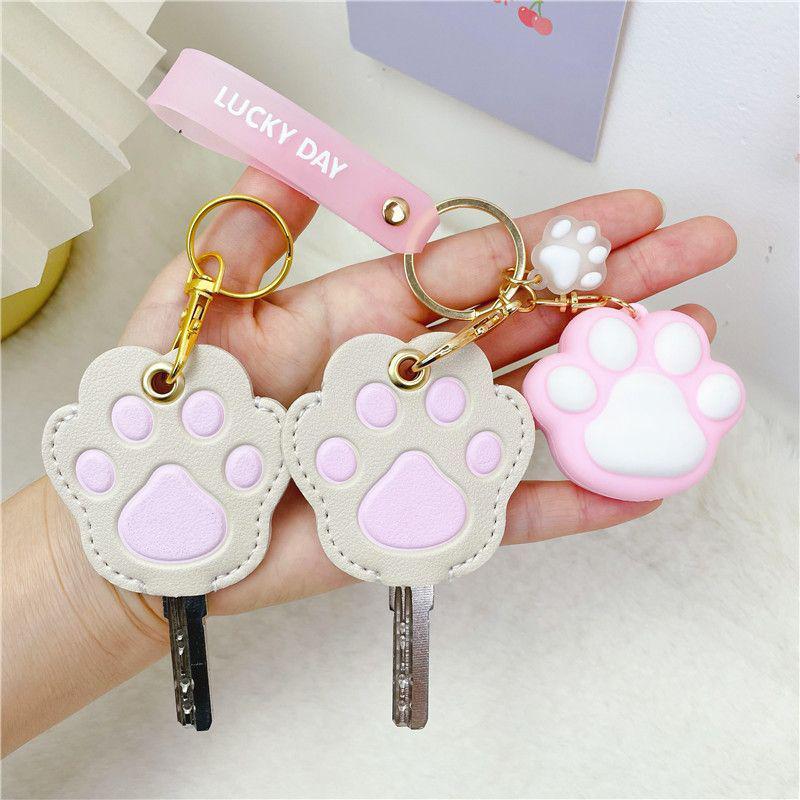 Personalized Cat Paw Keychain: Cute Women's Access Card Holder & Key Cover for Home and Vehicle