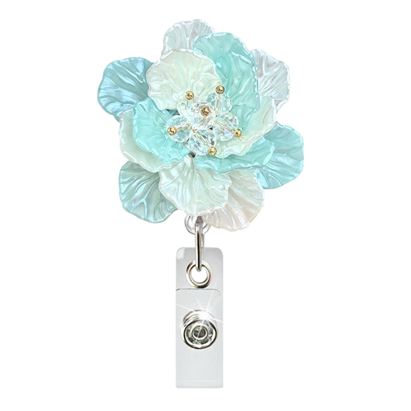 

Бейдж-ролик с клипсой-ретрактором в виде цветка, легко вытягивающийся держатель для ID-карты для студентов-медиков и учителей синий