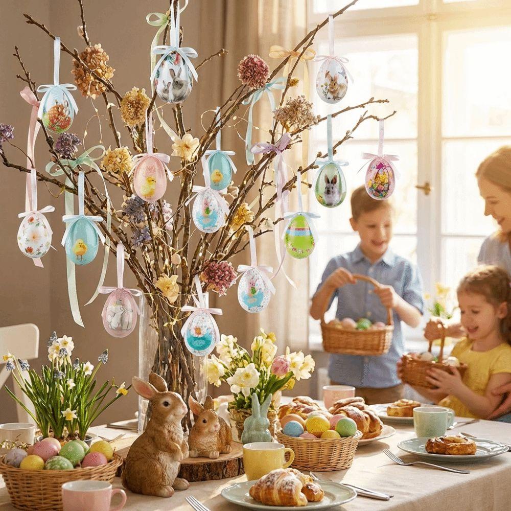 Painted Easter Eggs Pendant DIY Craft Hanging Easter Egg Foam Easter Eggs  Easter Party