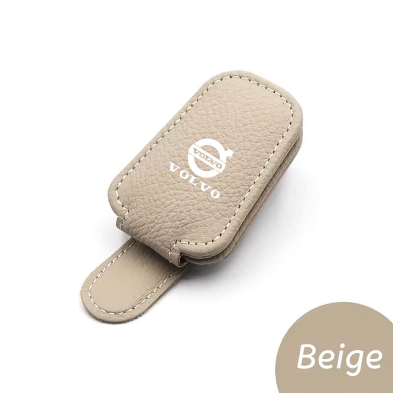 

For Volvo XC90 XC60 V50 S60 V70 V60 V40 S90 olestar AWD XC40 S80 T6 V90 Car Sun Visor Magnetic Leather Sunglasses Clip