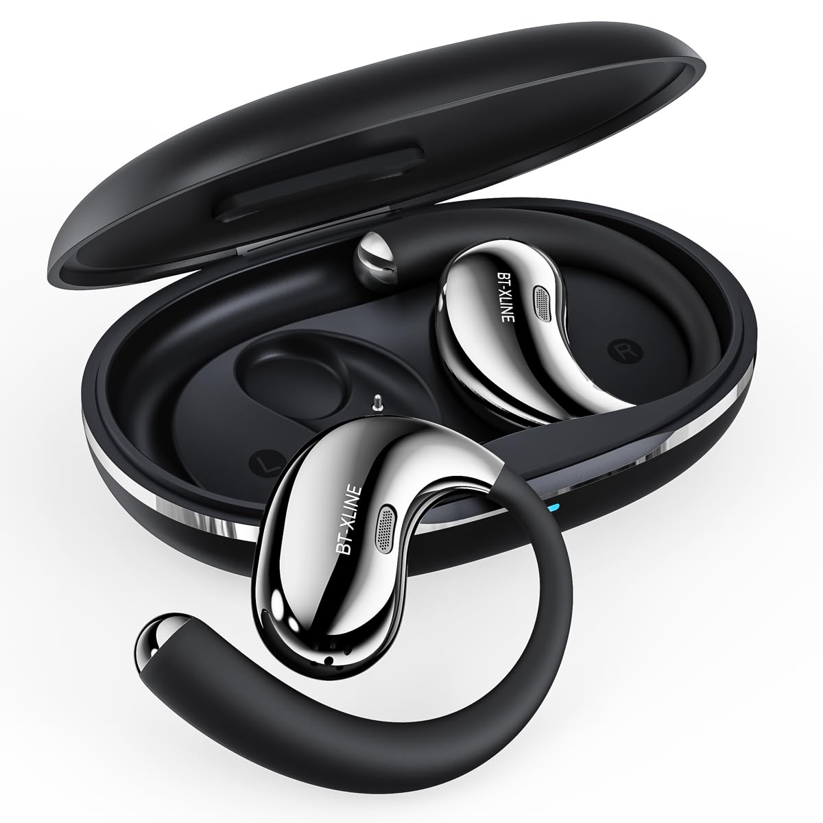 

Earphones with Ear Up to 36 Hours of Bluetooth Comfortable Perfect for and More Open-Ear Hooks, Playtime, 6.0, Wireless, Fit, Running, Sports, чёрный