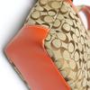 Coach Canvas Shoulder Tote Bag Leather Orange Women 8679 Used