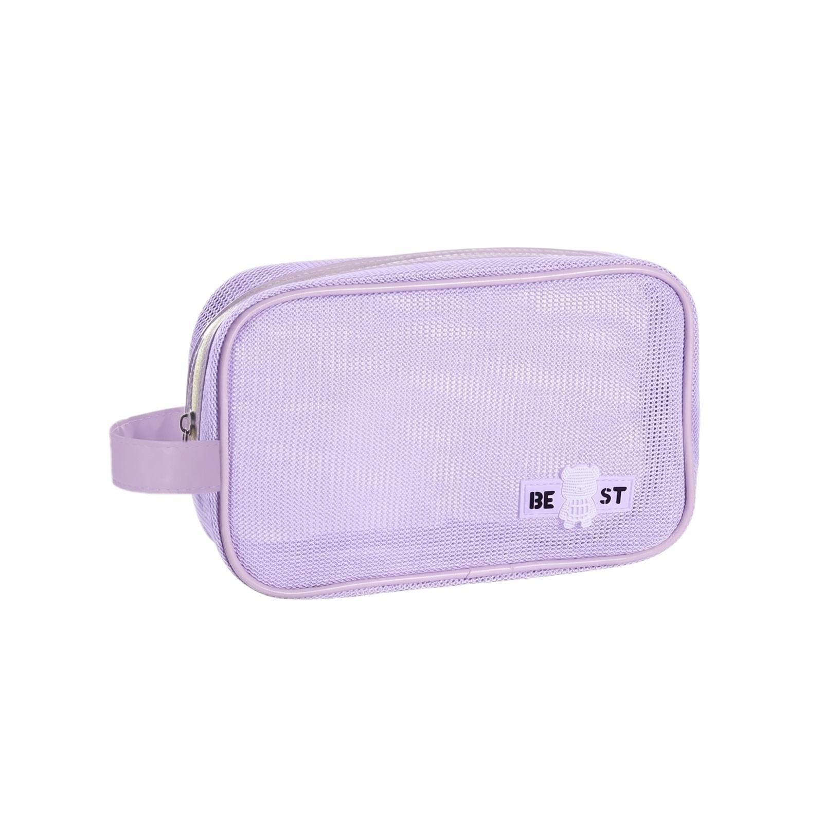 

Portable Travel Toiletry Bag Mesh Organizer Double Zipper Handheld Waterproof Storage Pouch for Cosmetics and Personal Care Accessories one size фиолетовый