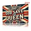 2D Flat 12x8 Inch Metal Wall Art - British Royal Theme, Vintage Style with Crown & Union Jack, Ideal for Living Room, Study, Hot