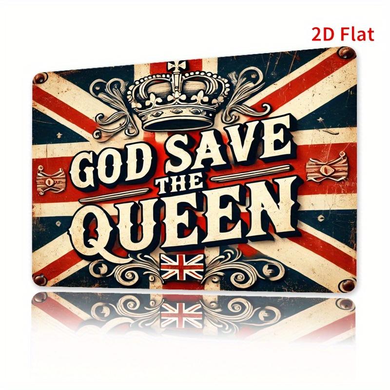 2D Flat 12x8 Inch Metal Wall Art - British Royal Theme, Vintage Style with Crown & Union Jack, Ideal for Living Room, Study, Hot