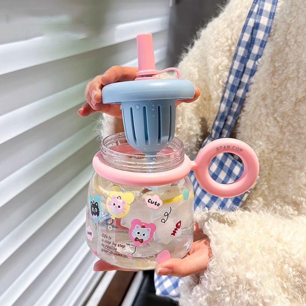 950ml Transparent Plastic Cup Straw Cup Drinking Water Bottle Graffiti Water Bottles  Bubble Tea