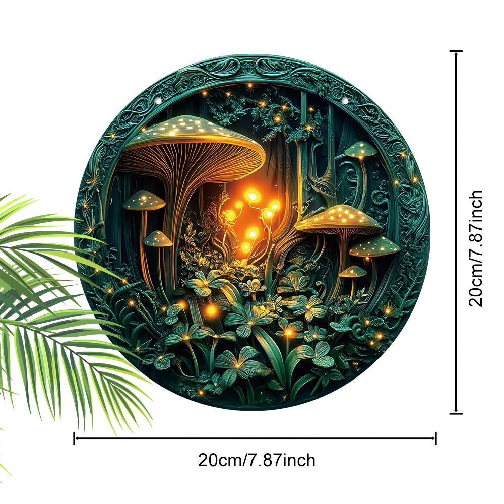 2D Flat Hanging Decorative Signs,interior Wall or Door Decoration,garden Dec,the Pattern Is Mushrooms and Forests,a Housewarming Gift for Friends