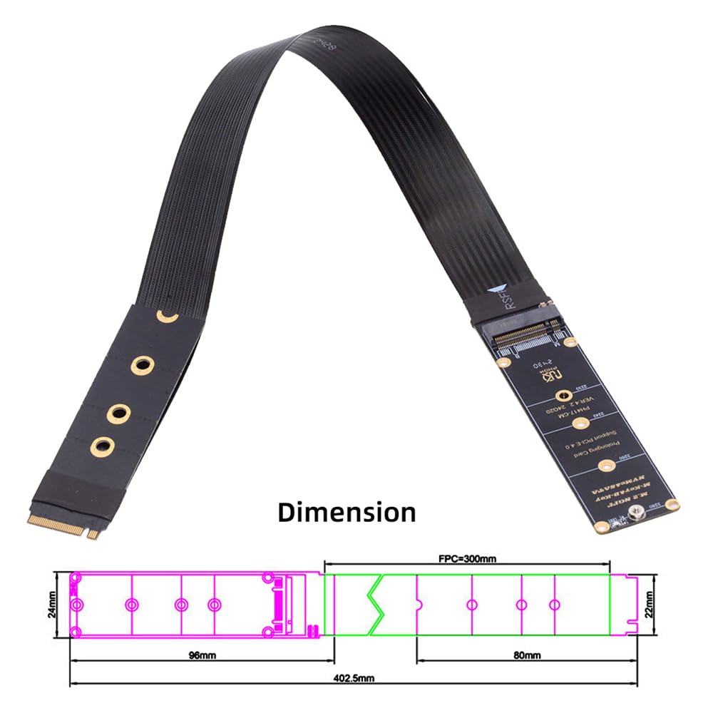 Cavo di Estensione NFHK NGFF M-Key NVME Maschio-Femmina PCI Express 30cm PCI-E 4.0 per Scheda Madre SSD 2230224222602280