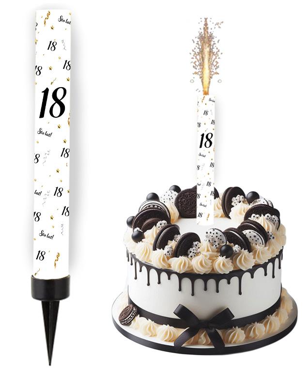 Black Inscription Cake Fountain 18th Birthday 1Pc.