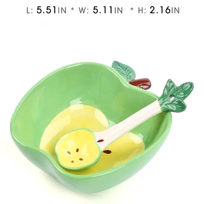 Ceramic Creative Fruit Shape  Bowl Cartoon Vegetable Tableware  Cute Bowl Serving Bowl Strawberry  with Spoon Japanese