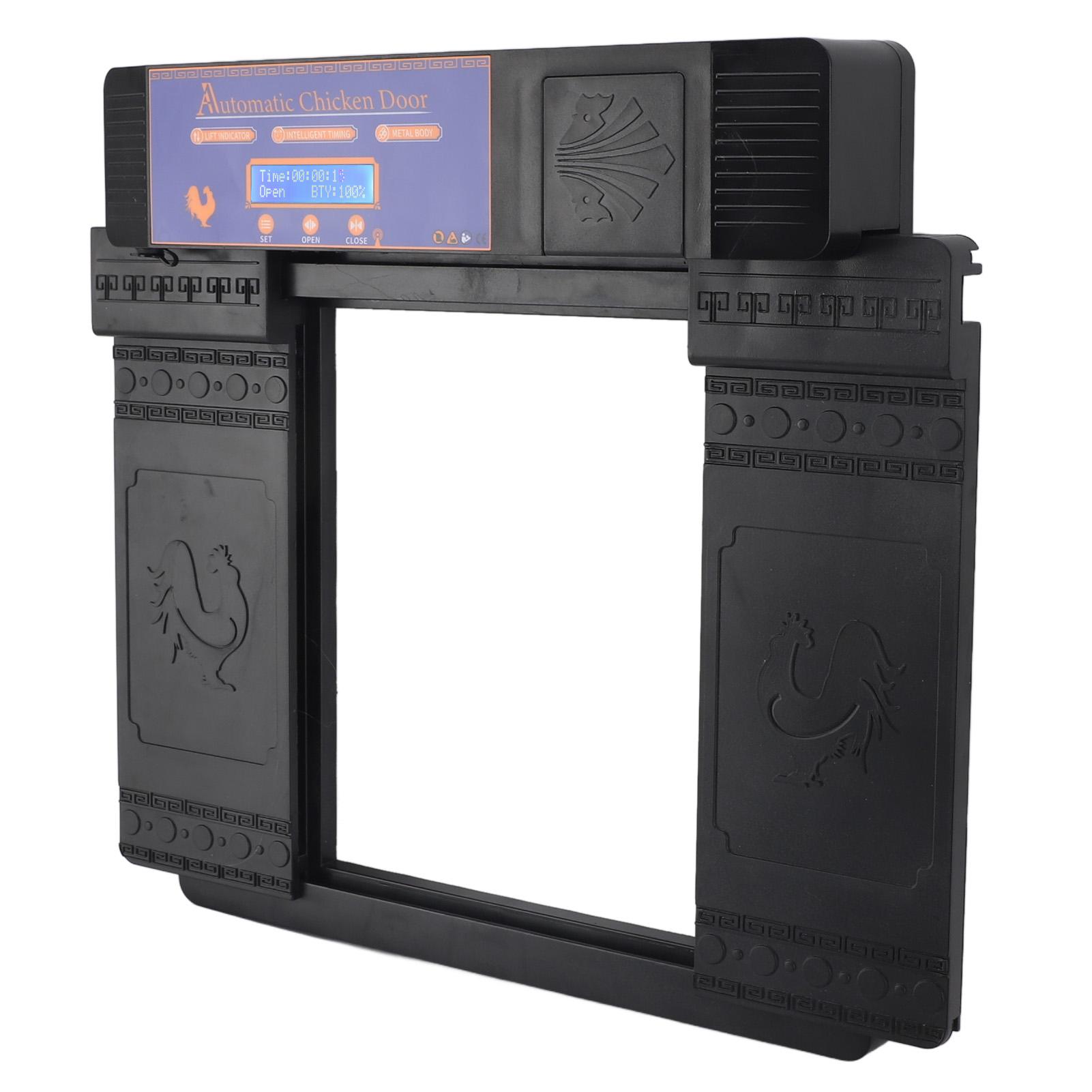 

Automatic Chicken Door with Timer Solar Battery Powered LED Display Double Doors Electric Chicken Coop Opener