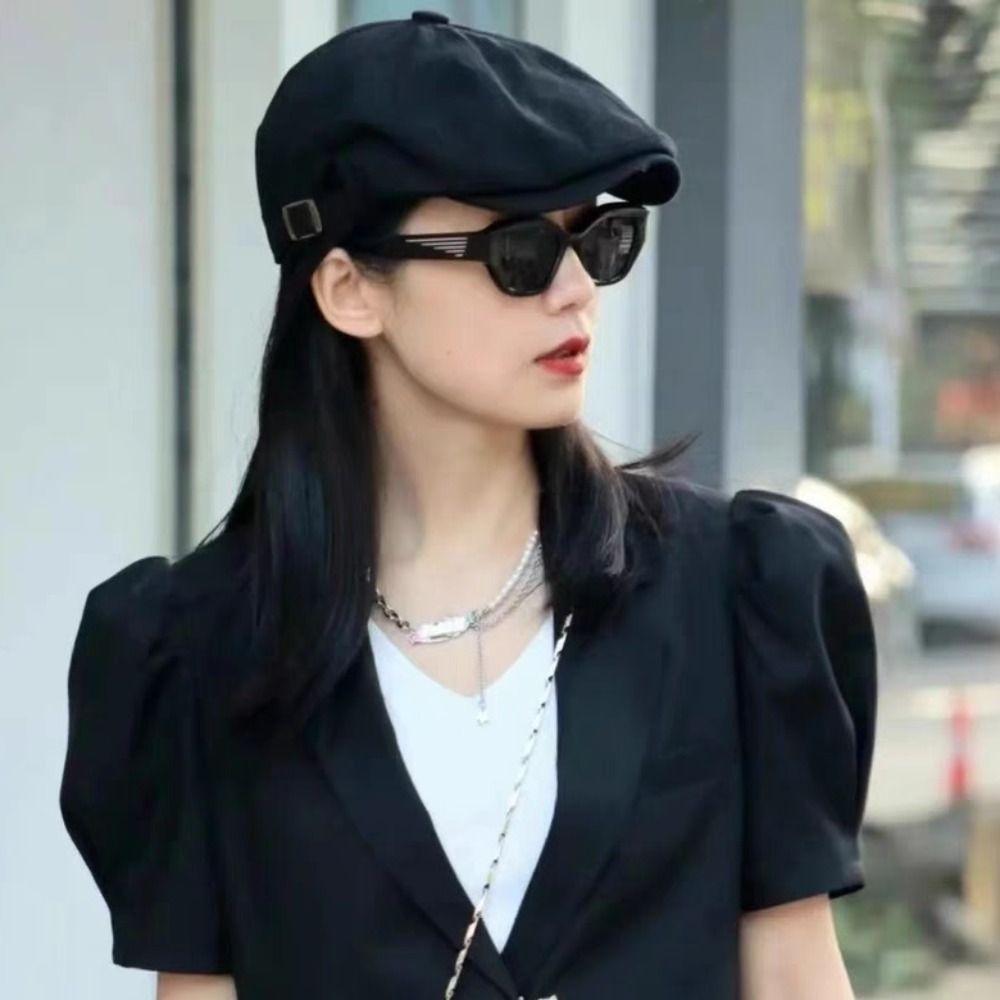 

Британский стиль Harajuku восьмиугольная шляпа корейский стиль шляпа художника мода японский берет уличная одежда чёрный