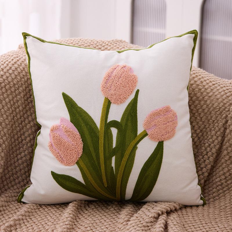 Embroidered Towel Cushion Pillow, Dropshipping, Ins-style Sofa Pillow, Home Bedside Cushion
