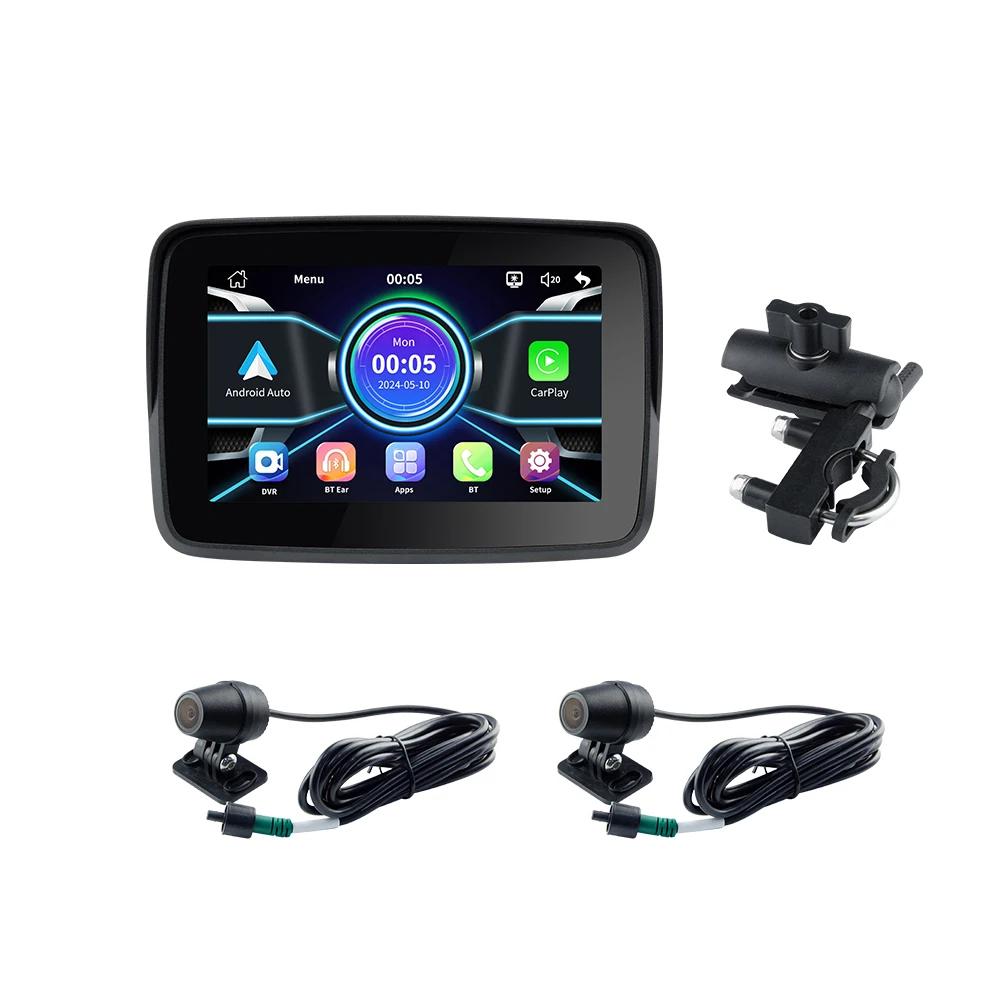 5inch IPS Portable Motorcycle Navigation for Apple CarPlay Android Car Display Screen Wireless Monitor Bluetooth Waterproof IP67