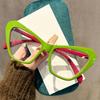 Premium Retro Cat Eye Color Block Reading Glasses Oversized Frame Unisex Presbyopia Glasses Blue Light Blocking HD Eyewear for ladies