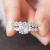 Huitan Brilliant 2Pc/Set Rings Attractive Promise Wedding Band  Set for Women Simple Noble Versatile Finger Accessories