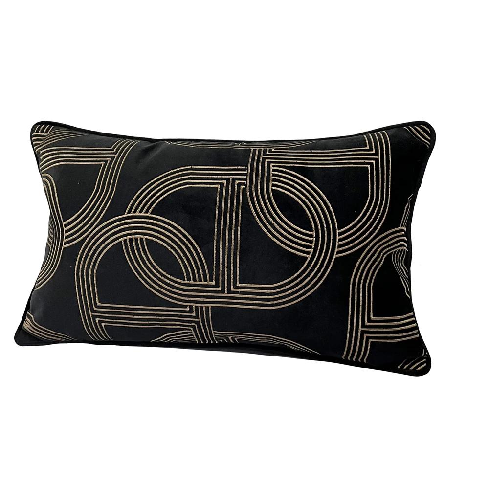 Deluxe Embroidery Black Chain Velvet Designer Pillow Cover Sofa Cushion Home Bed Decorative Case 45 x 45cm Sell by Piece