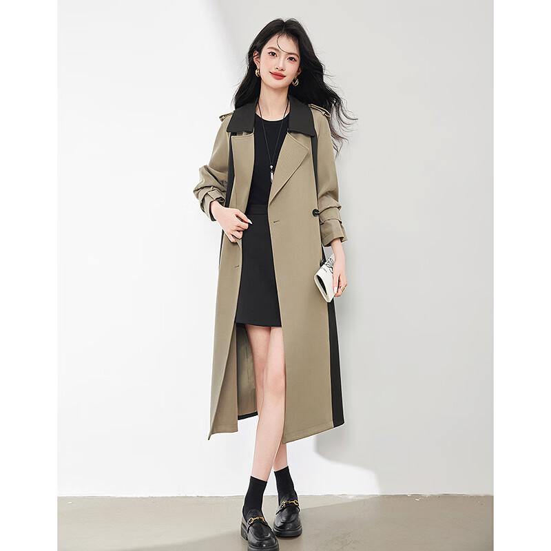 Women's Designer Color-block Trench Coat