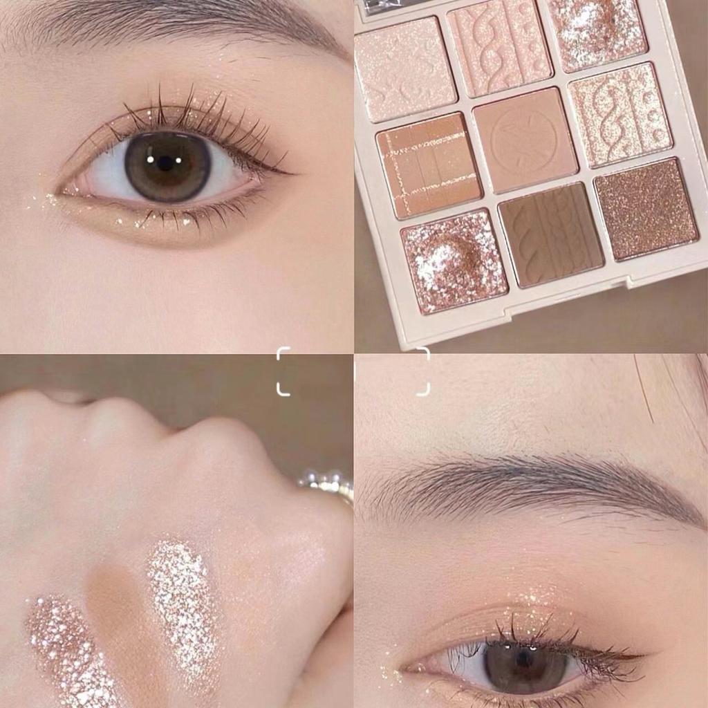 Neunfarbige wasserfeste matte & glitzernde Lidschattenpalette - Lang anhaltend Schweißfest und Aufhellend.