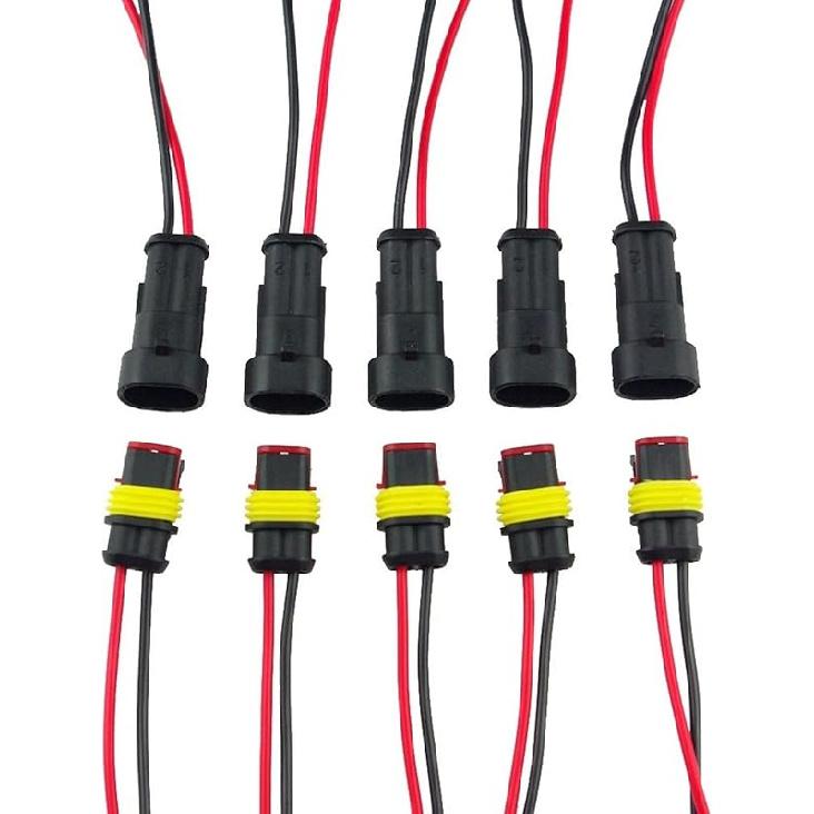 ZYTC 3 Pin Way Car Waterproof Wire Connector Plug Auto Electrical Wire Connectors AWG Terminal Pack of 5 2 Pin