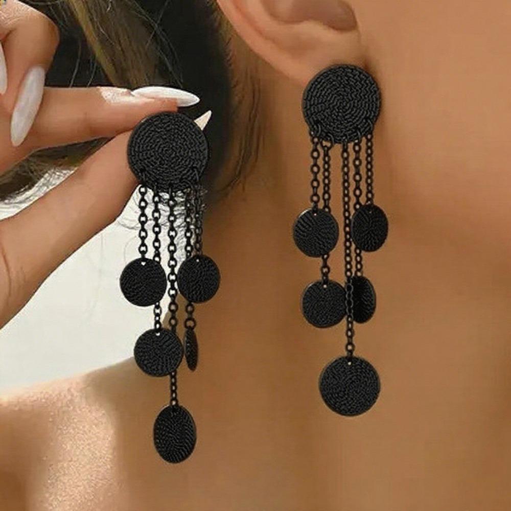 Exquisite Merry Su Disc Pattern Earrings Women's Symmetrical Pendant Earrings Women
