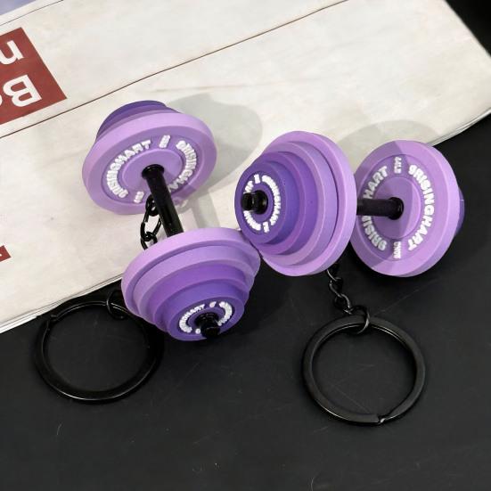 Keychain Pendant Lightweight Durable Soft Rubber Metal Dumbbell Design Detachable Fitness Bag Charm Key Holder Sporty Gift Accessory