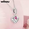 WOSTU 925 Silver Heart Shape Charms Growth Hanging Bead Red CZ Love Affinity Pendant For Original Jewelry Thanksgiving